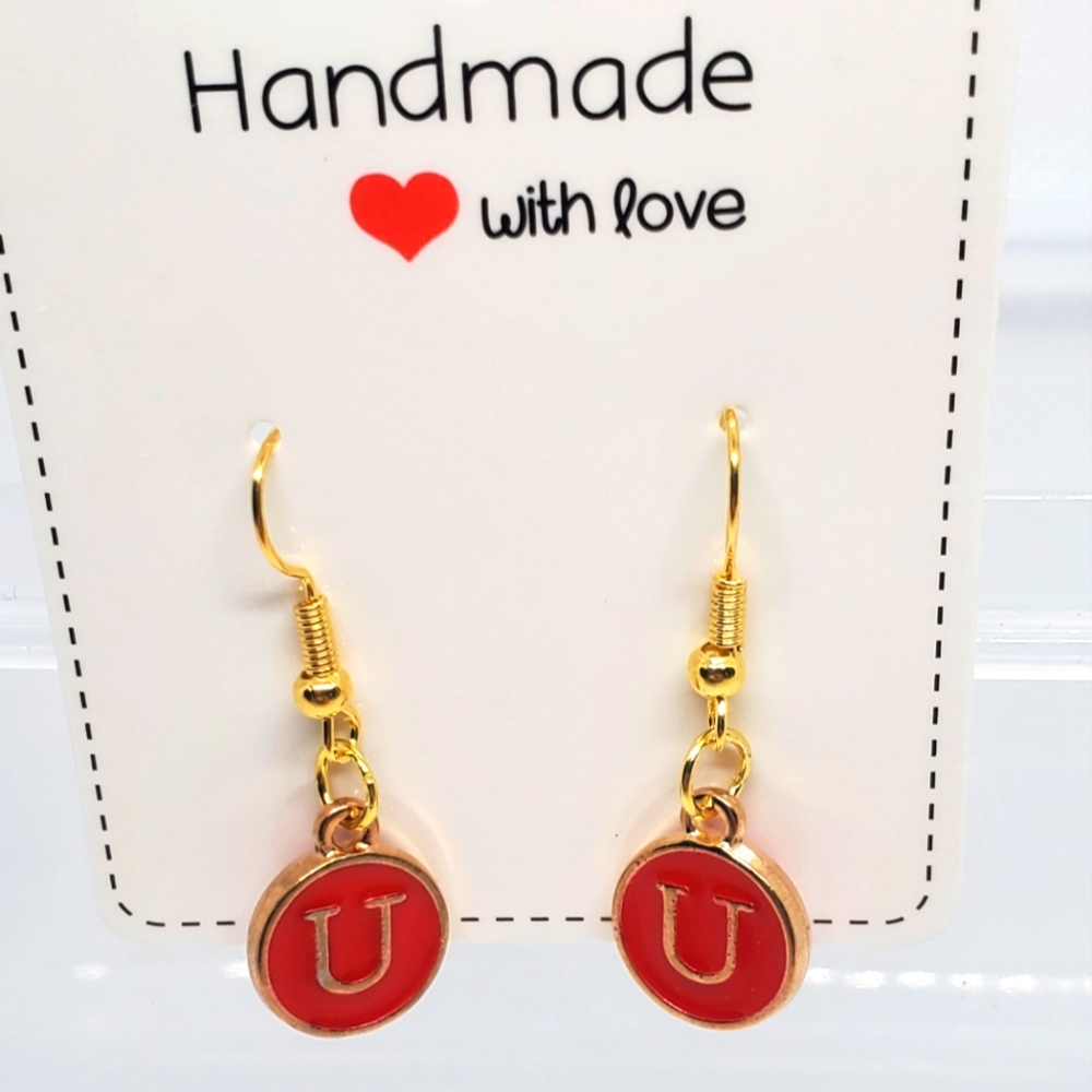 7/$10 U Initial Earrings, New